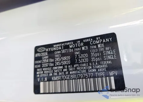 2024 Hyundai Palisade Calligraphy из США, поврежденный, VIN KM8R7DGE8RU797577